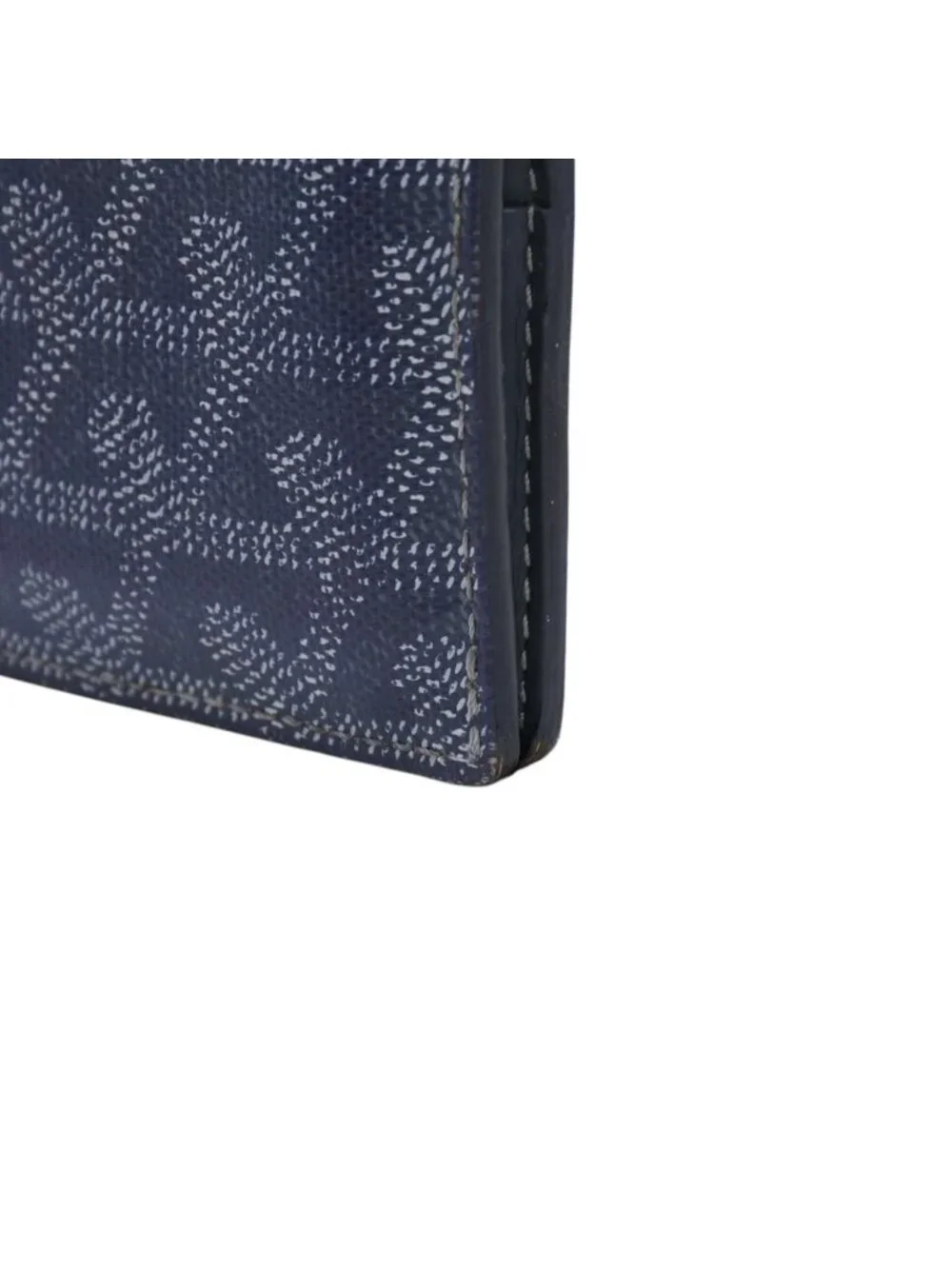 Goyard Saint Pierre Card Wallet Herringbone Pattern Canvas Leather Gray Yellow